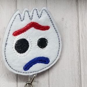 Forky Inspired  alligator clip badge Reel